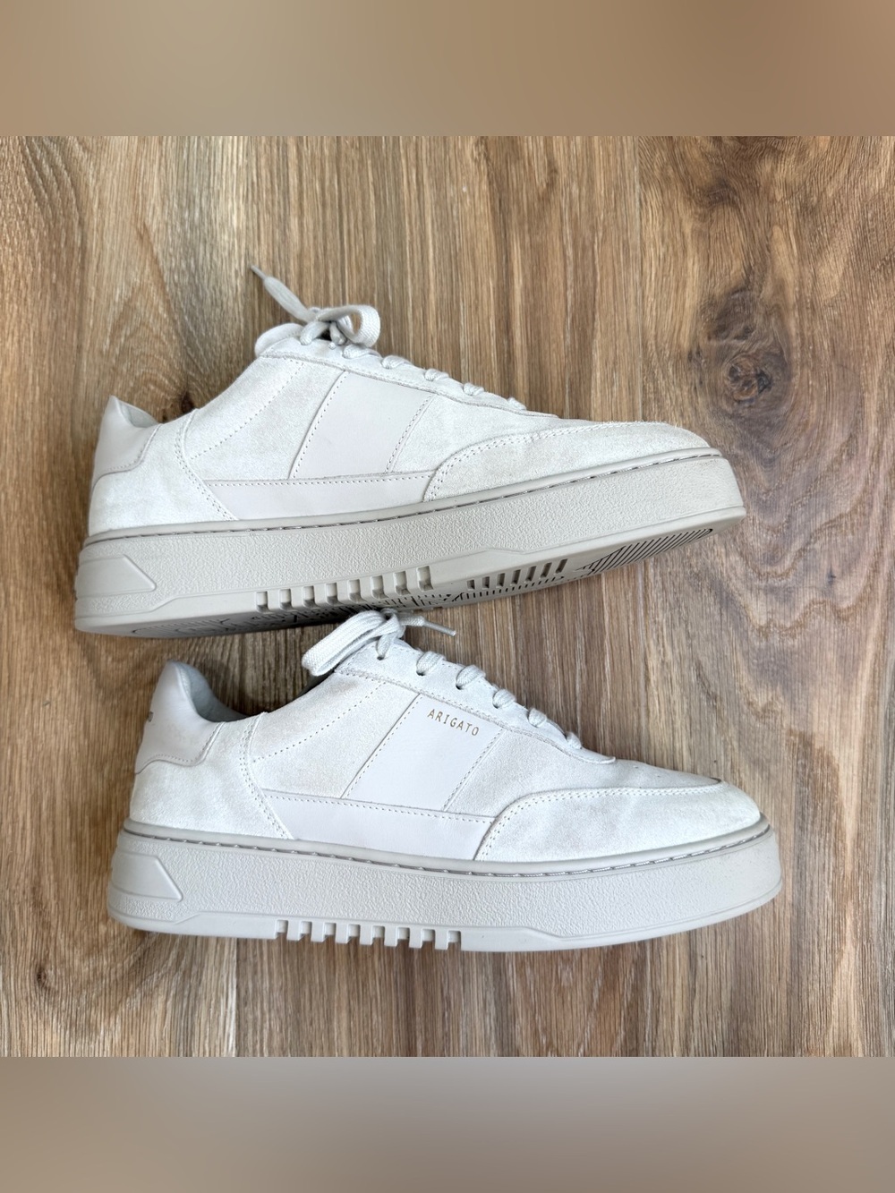 Axel Arigato Cream Light Tan Suede Leather Platform Sneakers Size 10 - Picture 7 of 9